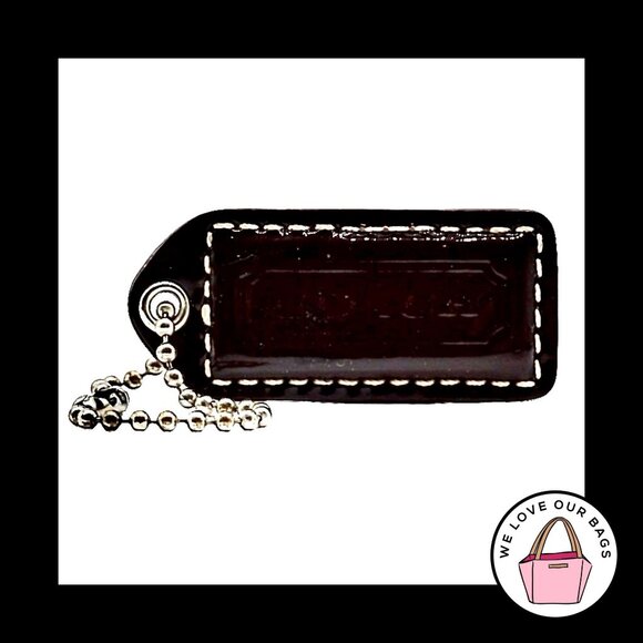 2" Y2K VINTAGE COACH Burgundy Red Patent Leather Fob Bag Charm Keychain Hang Tag - Picture 1 of 2